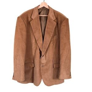 Hunt Valley Men's 46L Brown Blazer Corduroy Padded Lined Inner Pockets Jacket